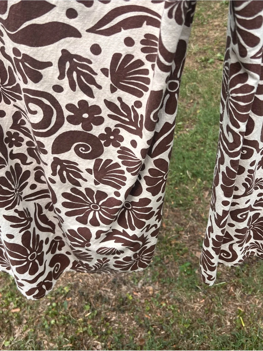 Cream & Brown Floral Wide-Leg Pants — Women's Comfortable Summer Style